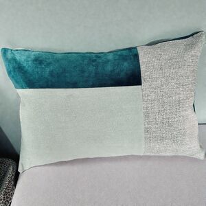 Article Designer Tweed Velvet Down Feather Decorative Throw Pillow 25”x17” Teal